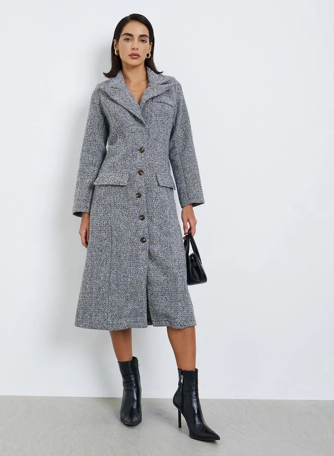 ستايلي فستان بليزر ميدي بمظهر تويد