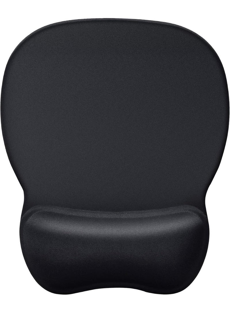 Ergonomic Memory Foam Mouse Pad with Built-in Wrist Cushion, Soft Smooth Lycra Surface Non Slip Rubber Base Comfort Wrist Support Mouse Mat for Daily Office Laptop PC Gaming Use - Image 1