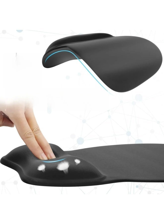 Ergonomic Memory Foam Mouse Pad with Built-in Wrist Cushion, Soft Smooth Lycra Surface Non Slip Rubber Base Comfort Wrist Support Mouse Mat for Daily Office Laptop PC Gaming Use - Image 2