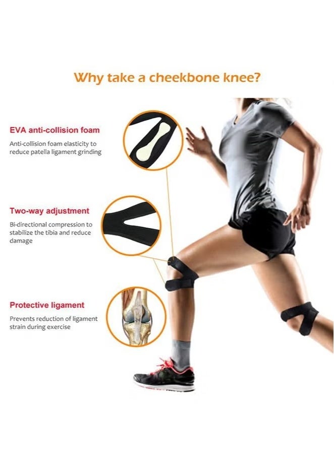 Knee Braces for Knee Pain Adjustable Knee Pads Knee Compression Sleeve Patellar Tendon Support Strap,Running Support Belt, Patella Stabilizer Support for Running, Fitness, Basketball - Image 2
