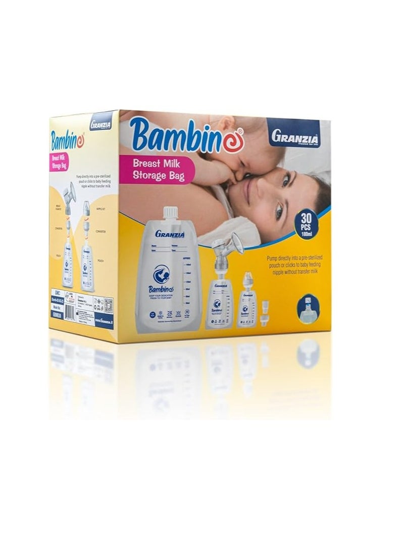Bambino Breast Milk Storage Bags – Leak-Proof, Pre-Sterilized, BPA-Free, Freezer Safe, Double Zipper Seal, 6oz Capacity – Pack of 50  - Image 1