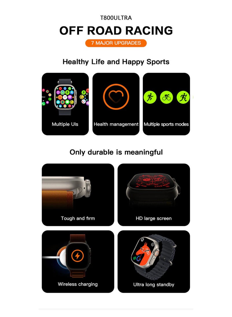 BSNL - BSNL Unisex ULTRA2 Watch 49m 2.19 Inch Big INFINITE Display with 3 STRAPS + WIRELES CHARGER Bluetooth Calling Health and Sports Smartwatch Multicolour - Image 1