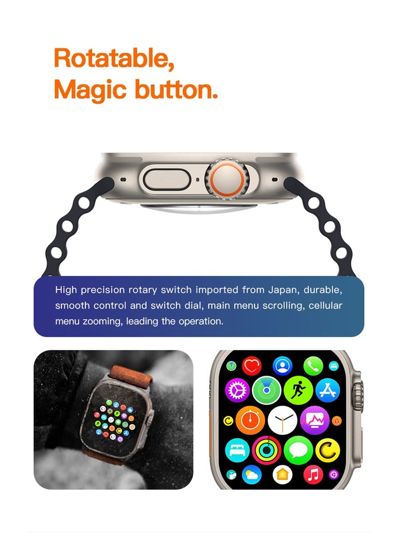 BSNL - BSNL Unisex ULTRA2 Watch 49m 2.19 Inch Big INFINITE Display with 3 STRAPS + WIRELES CHARGER Bluetooth Calling Health and Sports Smartwatch Multicolour - Image 1