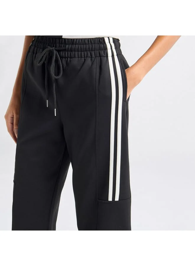 Splash FAV Solid Tape Detail Wide Leg Pants with Cargo Pockets and Drawstring Closure