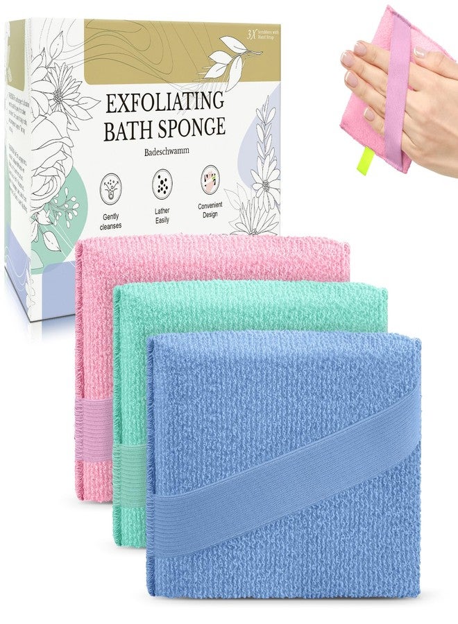 MIG4U Exfoliating Body Scrubber Sponge Exfoliate Dead Skin Bath Sponge for Shower, Luxury Foaming Skin Scrubber for Women Men, 3 Pack Macaroon - Image 1