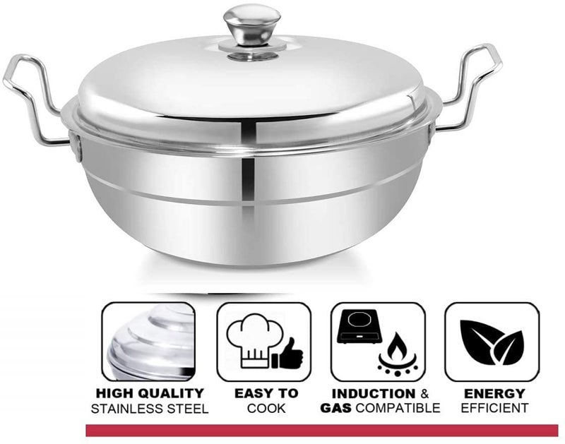WayMore® Stainless Steel Idli Cooker with Induction Bottom (28.5 cm) | 7-in-1 Big Size Multi Kadai Steamer with 7 Plates (Idli, Mini Idli, Dhokla, Patra & Momos) - Image 3