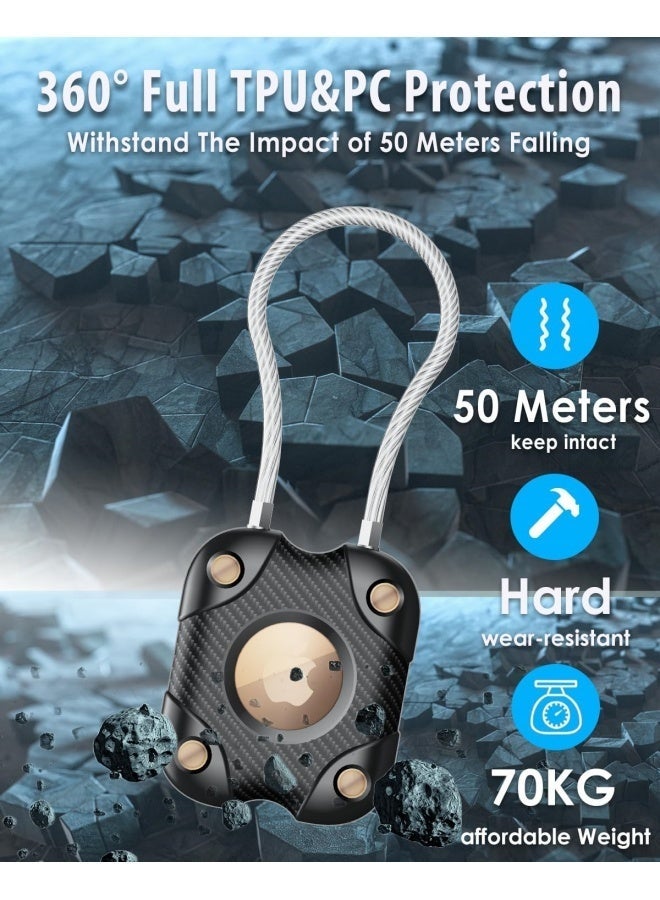 2 Pack Airtag Holder with Wire Cable, Secure Lock AirTag Keyring,IP67 Waterproof,360°Hard Protective Air Tag, Keyring Holder for Apple Air tag for Key Chain,Key Ring,Car,Luggage - Image 5