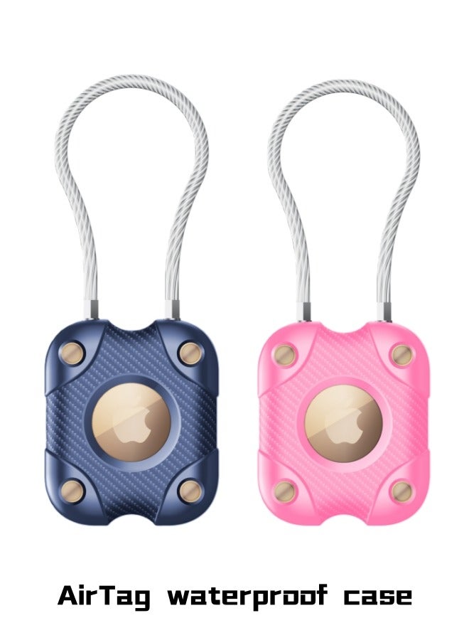 2 Pack Airtag Holder with Wire Cable, Secure Lock AirTag Keyring,IP67 Waterproof,360°Hard Protective Air Tag, Keyring Holder for Apple Air tag for Key Chain,Key Ring,Car,Luggage - Image 1