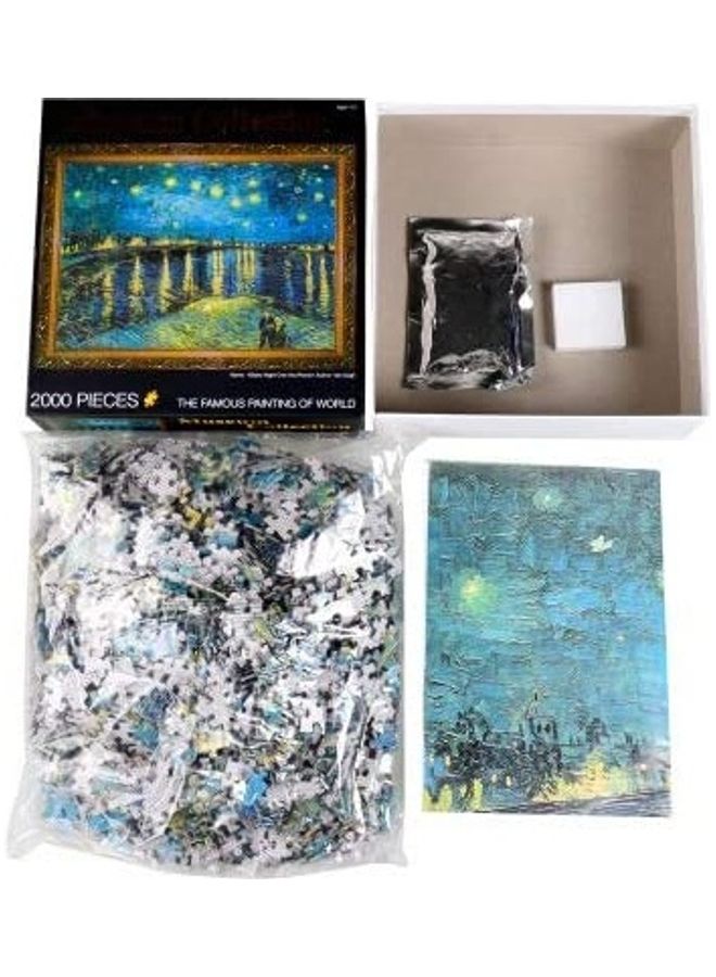 طقم أحجية تركيب الصور المقطعة بتصميم ليلة مليئة بالنجوم مكون من 2000 قطعة 13.22x10.04x2.24سم - Image 5