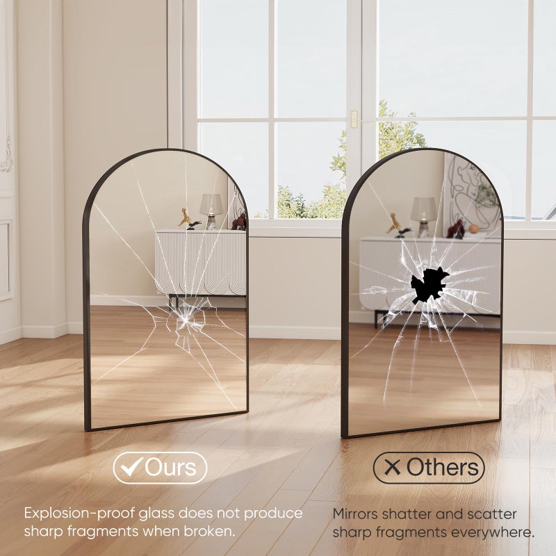 DUMOS Black Metal Arch Vanity Rounded Rectangle Bathroom Mirrors for Over Sink Wall, 24x37 Inch Large Matte Mirror, Modern Decorative for Restroom, Farmhouse - Image 3