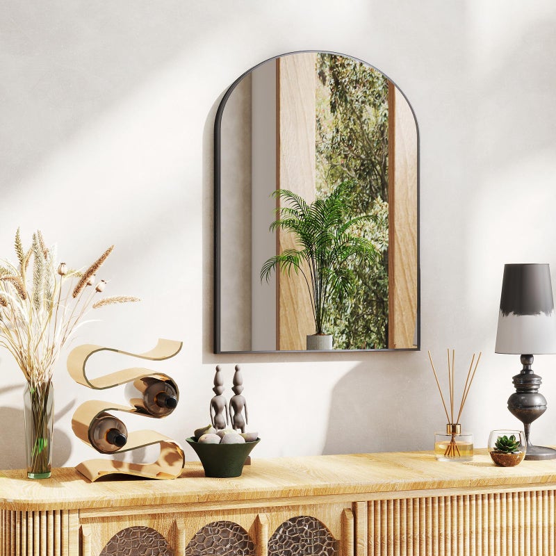DUMOS Black Metal Arch Vanity Rounded Rectangle Bathroom Mirrors for Over Sink Wall, 24x37 Inch Large Matte Mirror, Modern Decorative for Restroom, Farmhouse - Image 4
