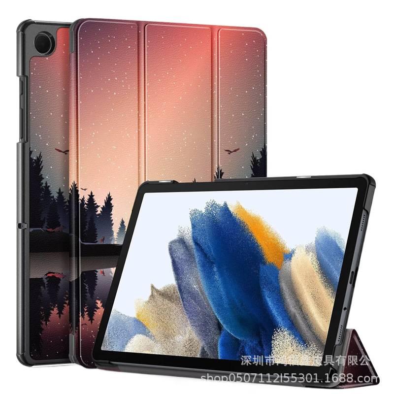 حافظة سامسونج تاب باللون أصفر مع غطاء حماية ووظيفة حامل وحمل يومي للتابلت بوظيفة حامل Samsung Tab Folio قابلة للطي متوافقة مع عدة موديلات سامسونج جالكسي تاب للهدايا سهل الحمل - Image 1