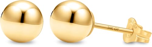 Kezef 14K Gold Filled Ball Stud Earrings for Women - Thick 14K Gold Layer, Hypoallergenic for Sensitive Ears, Round Studs | 6mm - Image 5