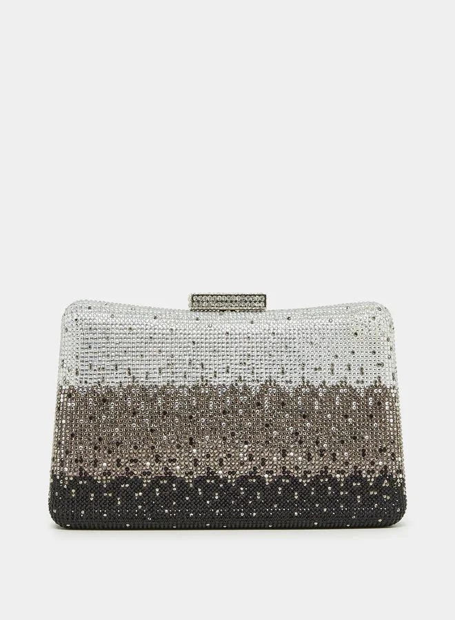 Styli Embellished Tritone Clutch Bag