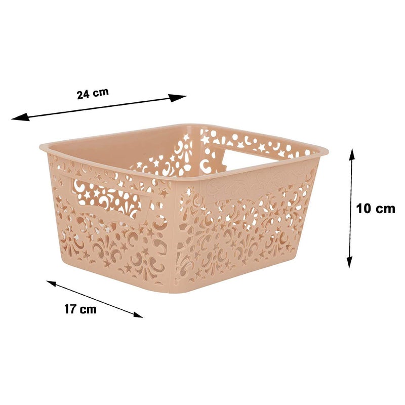 Cutting EDGE Unbreakable Plastic Turkish Baskets Without Lid for Fruit Vegetable Bathroom Stationary Toys Home Rectangular Basket Set of 4 Beige Small Dimension 235X17X101 cm - Image 3