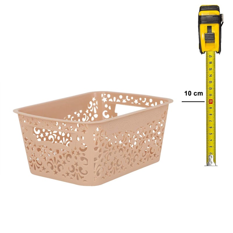 Cutting EDGE Unbreakable Plastic Turkish Baskets Without Lid for Fruit Vegetable Bathroom Stationary Toys Home Rectangular Basket Set of 4 Beige Small Dimension 235X17X101 cm - Image 4