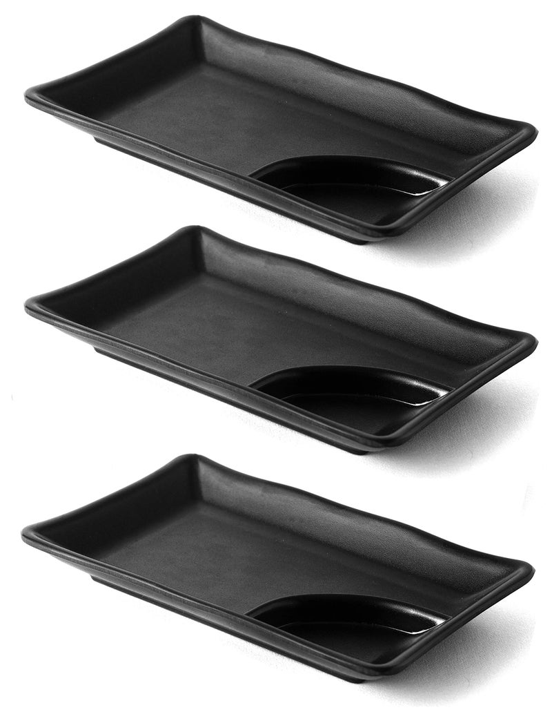 HAINE Pure Melamine Unbreakable Chilla Platter for Snacks, (Black, 3 Pieces) - Image 5
