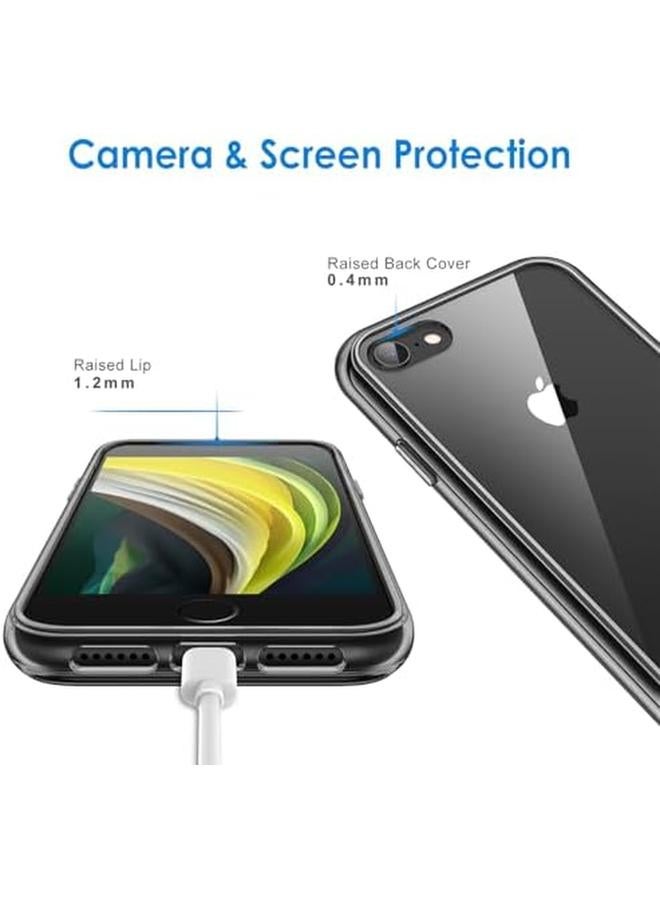 جي تيك جراب لهاتف Iphone Se 3 2 2022 2020 إصدار Iphone 8 وIphone 7 مقاس 4.7 بوصة، غطاء خلفي شفاف مقاوم للصدمات غير قابل للاصفرار ومضاد للخدش باللون الأسود - Image 5