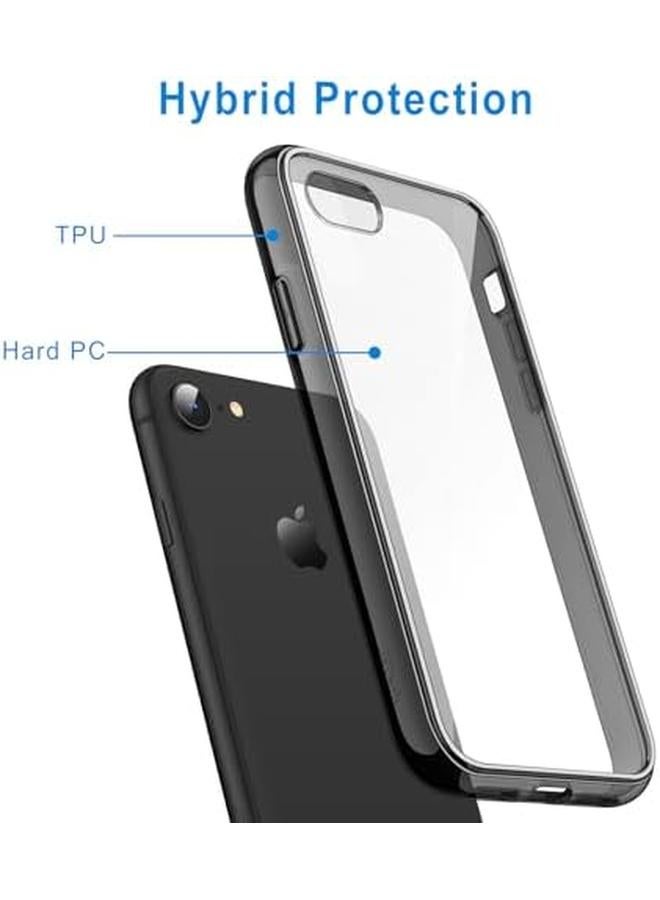 جي تيك جراب لهاتف Iphone Se 3 2 2022 2020 إصدار Iphone 8 وIphone 7 مقاس 4.7 بوصة، غطاء خلفي شفاف مقاوم للصدمات غير قابل للاصفرار ومضاد للخدش باللون الأسود - Image 3