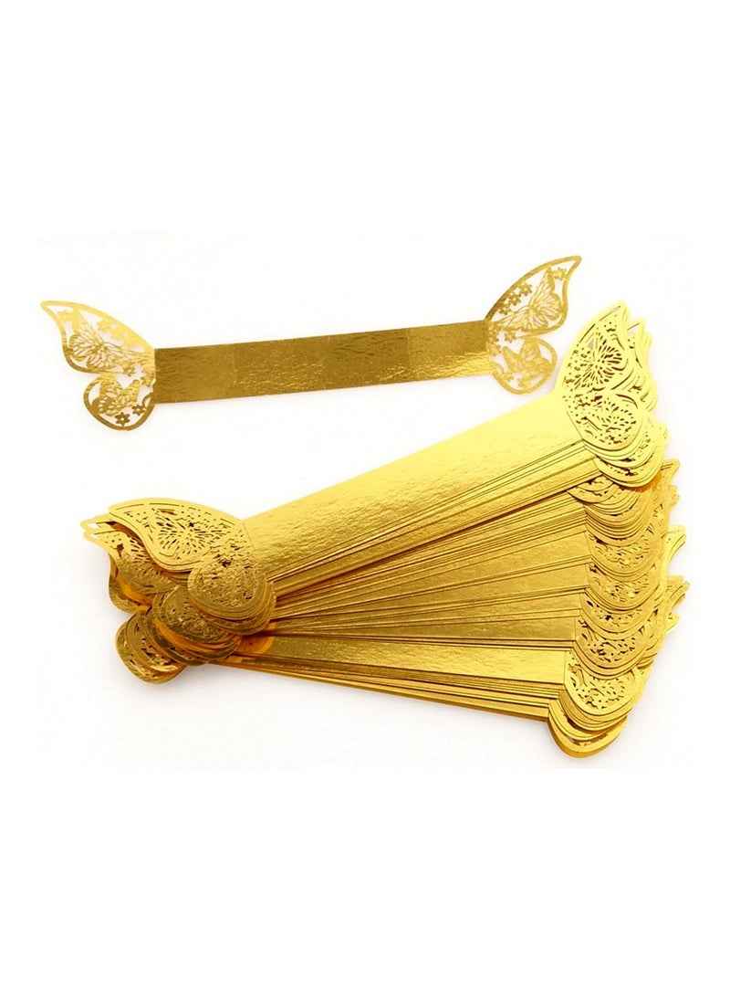 SYOSI - Napkin Rings, Table Decoration Beautiful and Practical, Laser Cut Butterfly Shape Foil Paper Holder, for Weddings Party Serviette Restaurant (Gold 100Pcs) - Image 1