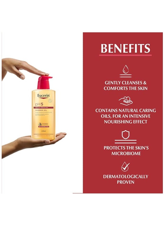 Eucerin Eucerin pH5 Shower Oil for Dry & Sensitive Skin, 400ml  - Image 4
