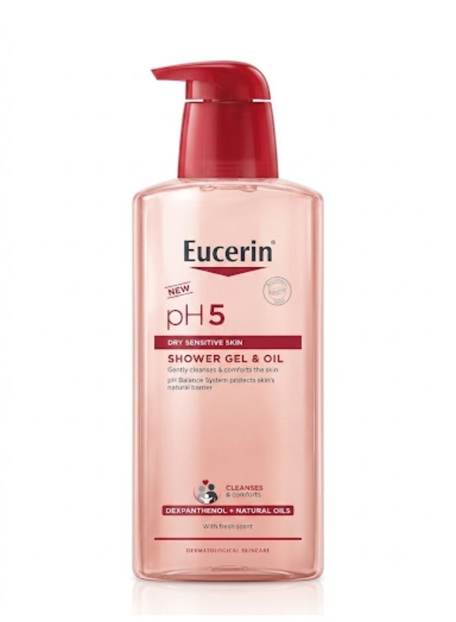 Eucerin زيت الاستحمام يوسيرين pH5 للبشرة الجافة والحساسة، 400 مل - Image 1