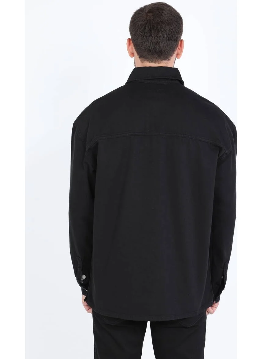 باني جينز Men's Oversize Jean Shirt Black