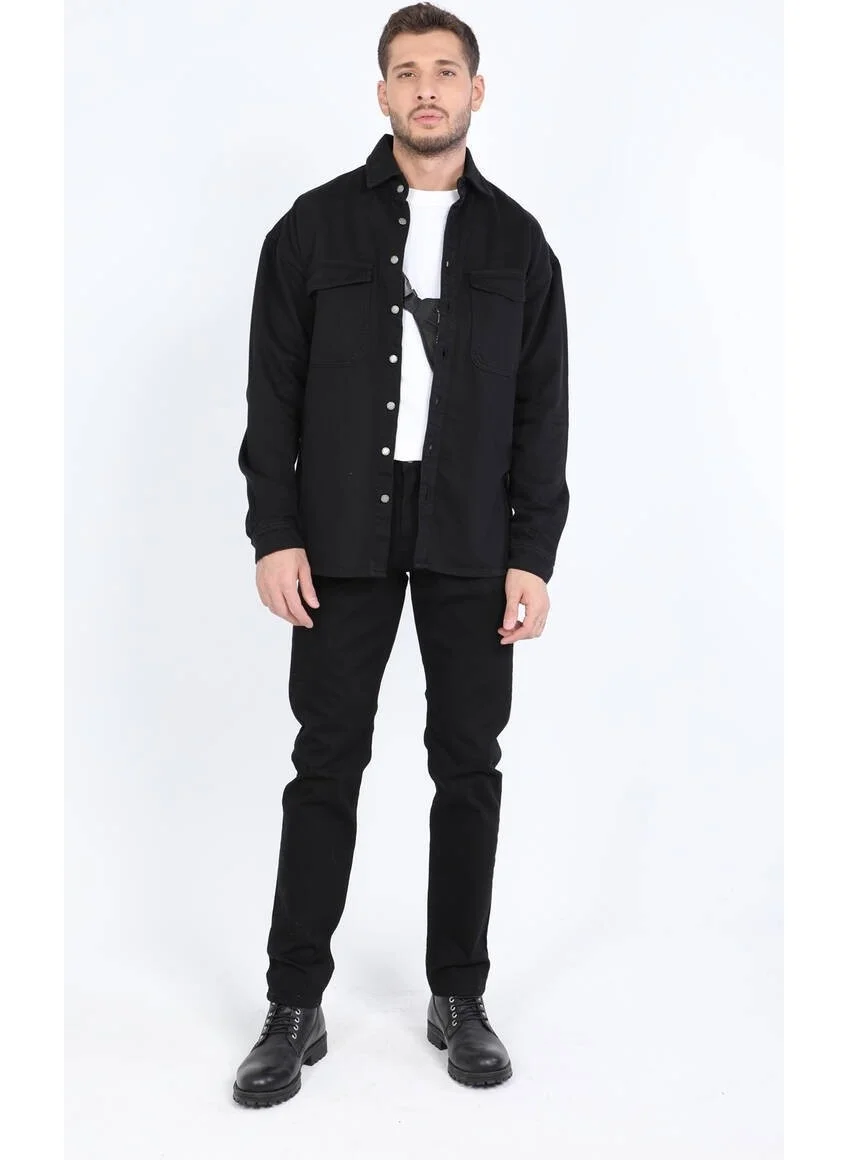 باني جينز Men's Oversize Jean Shirt Black