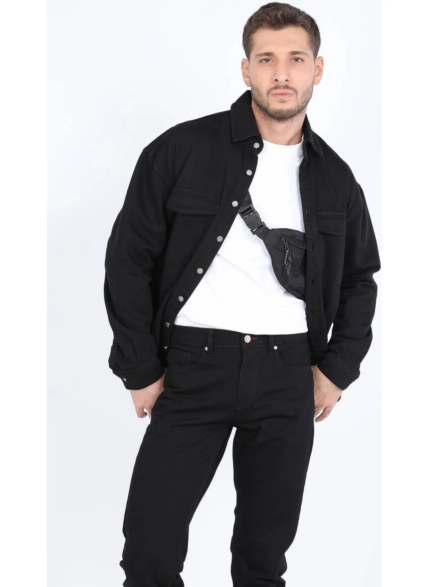 باني جينز Men's Oversize Jean Shirt Black