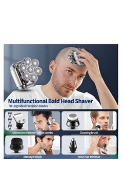 SYOSI Bald Head Shavers for Men Waterproof Electric Rechargeable Balding Head Shaver Professional Anti-Pinch Shave Bald Head Wet&Dry Rotary Close Razor with Replaceable Grooming Shaving Heads  - Image 3
