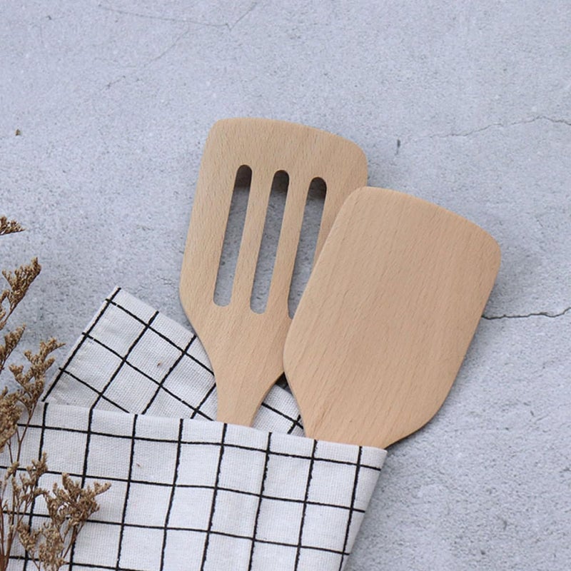 2pcs Beech Wood Griddle Spatulas with Long Handle, Burger Turner and Pancake Spatula Set for Home Cooking and Baking - Image 4