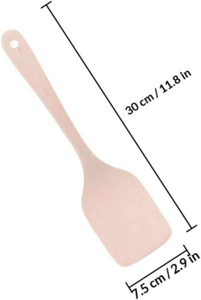 2pcs Beech Wood Griddle Spatulas with Long Handle, Burger Turner and Pancake Spatula Set for Home Cooking and Baking - Image 2