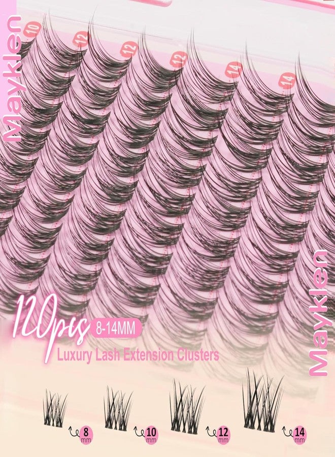 Mayklen 120Pcs Cluster Eye Lashes For Women 8-14MM Size Cluster Eyelashes Extension Kit Lash Clusters With Bond & Seal and Tweezers For False Eyelashes Curly - Image 3