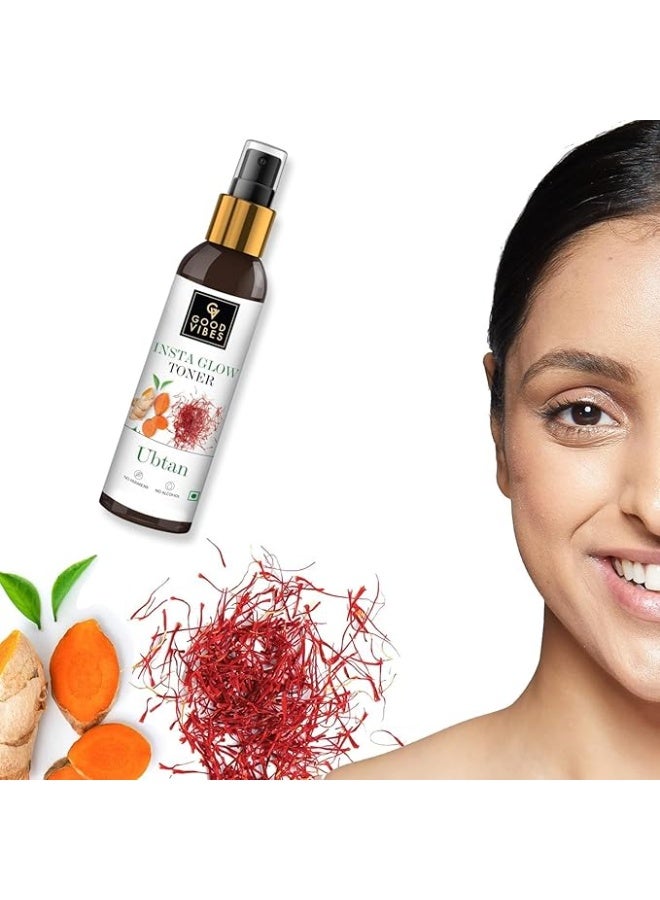 Good Vibes Ubtan Insta Glow Toner, 120 ml | Refreshing Hydrating Detoxifying Face Toner for All Skin Types | With Turmeric, Saffron, Vitamin B3 | Vegan, No Alcohol, Parabens, Sulphates & Mineral Oil - Image 2