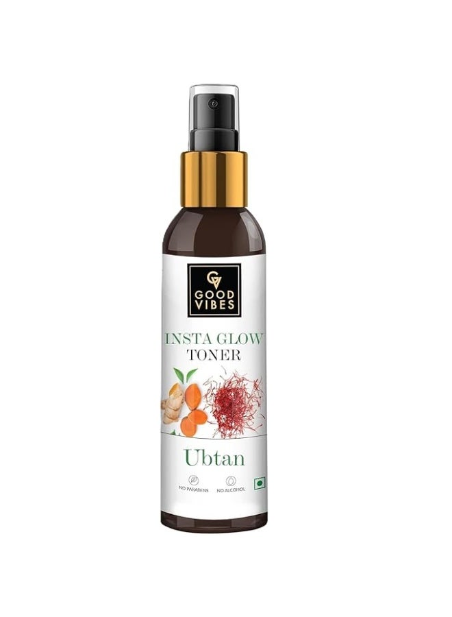 Good Vibes Ubtan Insta Glow Toner, 120 ml | Refreshing Hydrating Detoxifying Face Toner for All Skin Types | With Turmeric, Saffron, Vitamin B3 | Vegan, No Alcohol, Parabens, Sulphates & Mineral Oil - Image 1