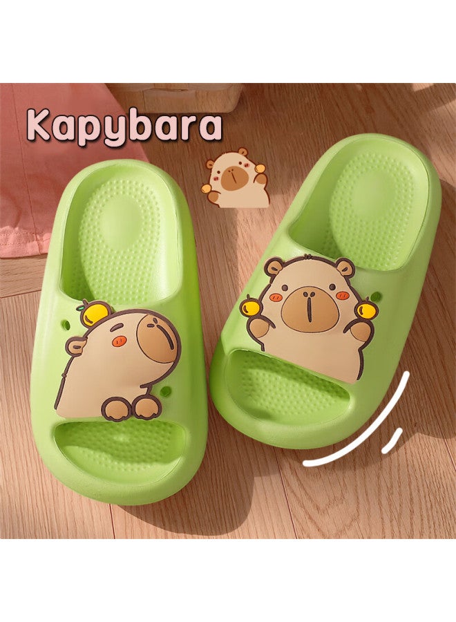 Tudouwu Children's Slippers, For Older Kids, Indoor And Outdoor, Non-slip, Soft Sole, Parent-child Capybara Sandals, Green, Size 210