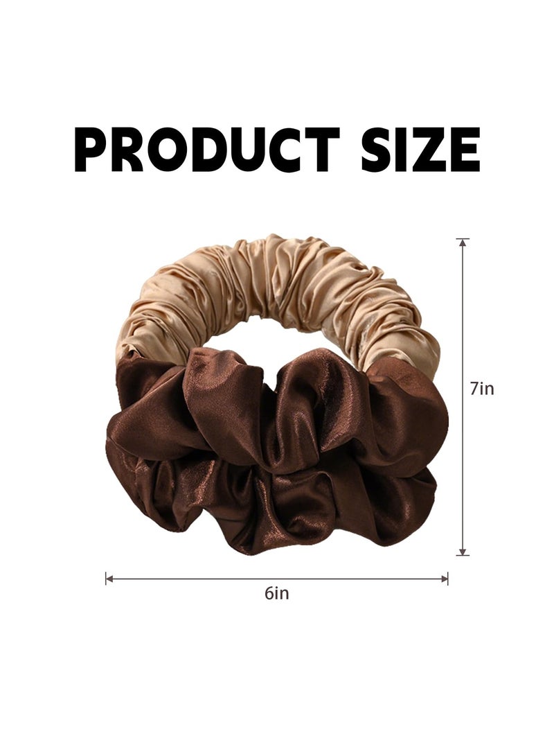 اترجسز 2 حزمة حرارة الشعر Curler بين عشية وضحاها للنوم في ، حرارة Curling Scrunchie للنساء ناعمة الحرير الكسل بكرات الرأس للشعر الطويل بين عشية وضحاها.  (بني + بني النمر) - Image 3