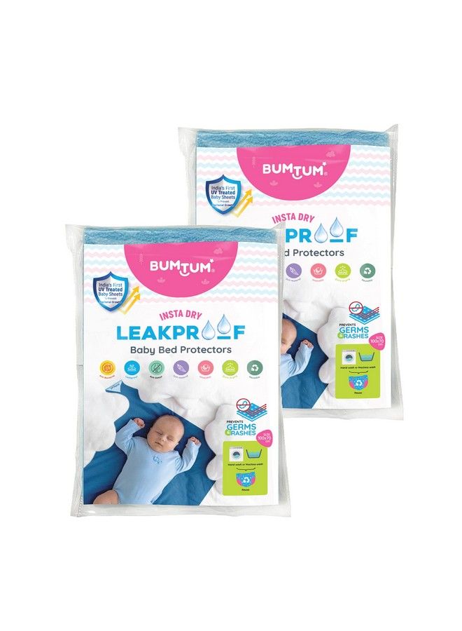 Bumtum Baby Dry Sheet Waterproof Soft Fleece Baby Bed Protector ; Anti Bacterial & Odour Free ; Extra Absorbant Reuseable & Washable (Aqua Blue Medium Size 100 * 70Cm Pack Of 2) - Image 1