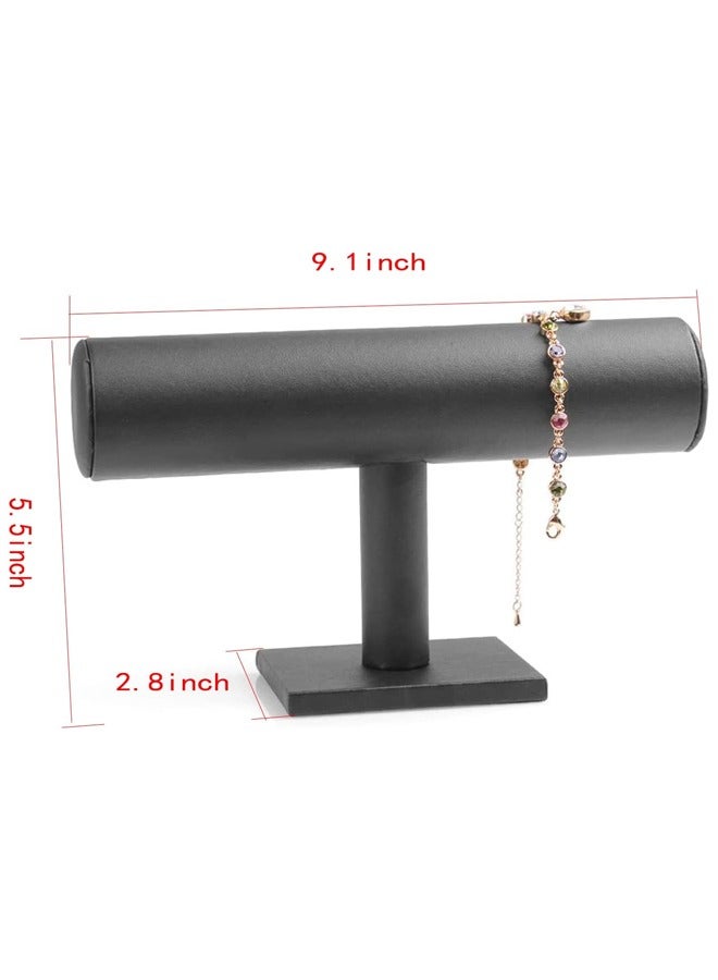 ZCM-HAPPY 2 Pieces Black Leather Single Layer Jewelry Stand Display, Elegant Display for Bracelets, Necklaces and Wrist Watches, Jewelry Organizer  - Image 2