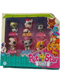 Littlest Pet Shop Cheerful Minis 6-Piece Mini Family Toy Pet Star Horse Rabbit Model 6-Piece  - Image 1