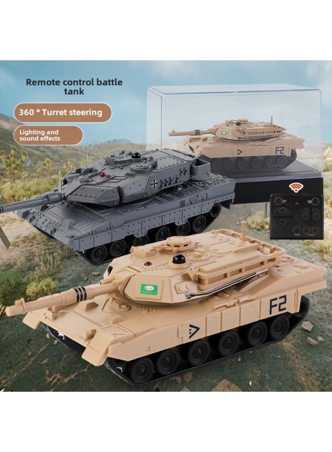 Children's 2.4g Remote Control Tank Six-way Competitive Battle Crawler Off-road Armored Vehicle Simulation Electric Toy Model-Color:2.4g 6-way Remote Control Tank (Brown)  - Image 2