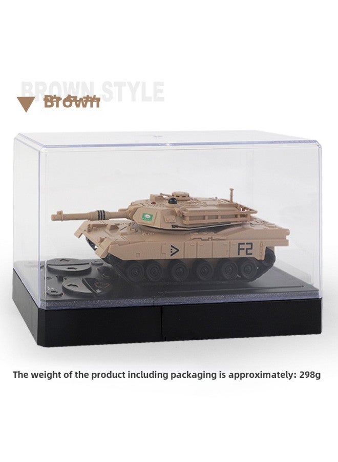 Children's 2.4g Remote Control Tank Six-way Competitive Battle Crawler Off-road Armored Vehicle Simulation Electric Toy Model-Color:2.4g 6-way Remote Control Tank (Brown)  - Image 1