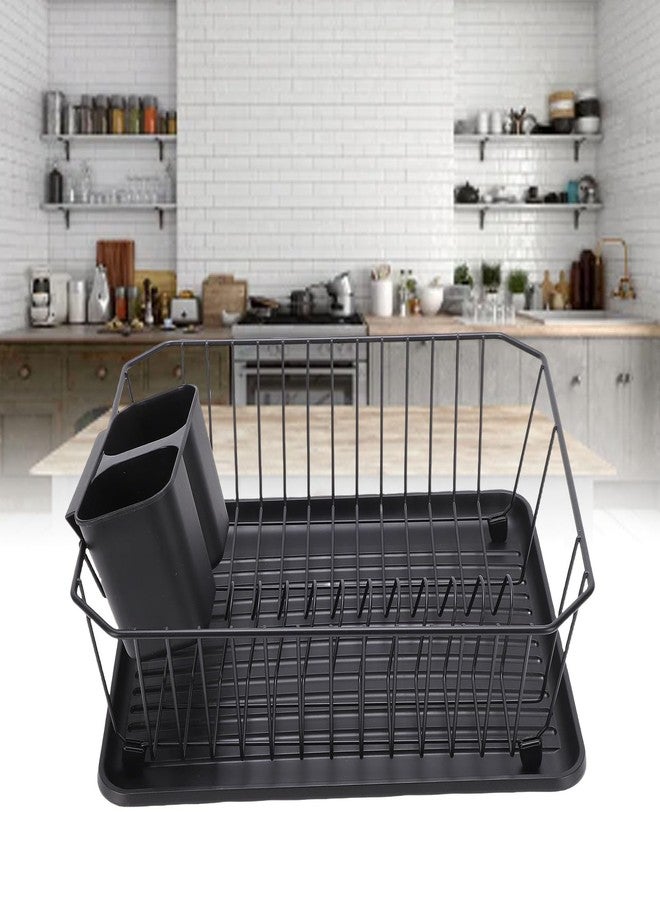 Asixxsix Dish Drying Rack, Stainless Steel Dish Drainer with Utensil Holder and Drainboard, Sink Organization and, 14" x 12" x 5" for Home and Apartment Decor (Black) - Image 5