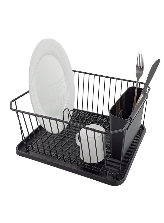 Asixxsix Dish Drying Rack, Stainless Steel Dish Drainer with Utensil Holder and Drainboard, Sink Organization and, 14" x 12" x 5" for Home and Apartment Decor (Black) - Image 1