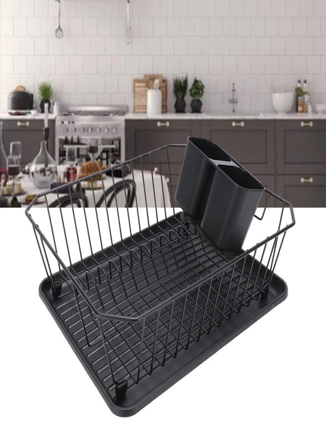 Asixxsix Dish Drying Rack, Stainless Steel Dish Drainer with Utensil Holder and Drainboard, Sink Organization and, 14" x 12" x 5" for Home and Apartment Decor (Black) - Image 4