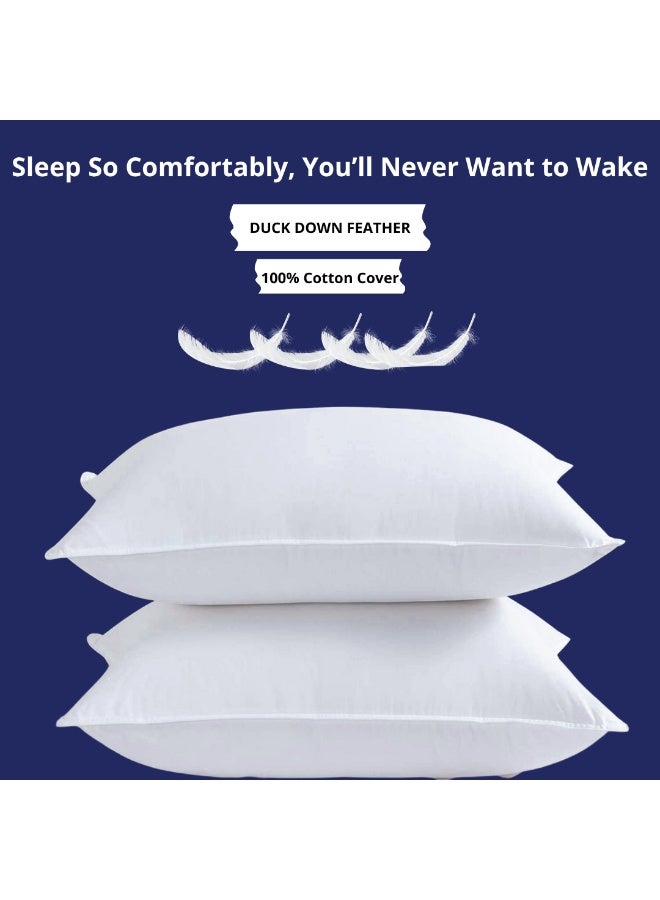 أميريكان لينين وسادة من ريش البط الطبيعي من قطعتين - راحة فندقية عالية، غطاء قطني 100%، مقاس قياسي 70×50 سم، قابلة للغسل، تدعم جميع الأوضاع - أبيض - Image 4