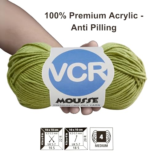VCR 4ply Mileatry Green Yarn, 100 Grams Hank, 190 Meters Length, Acrylic Ball for Crochet and Knitting, Soft Crosia Threads, Pack of 1 Yarn, Suitable for DIY Crafts - Image 3