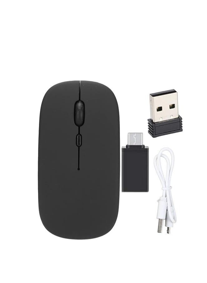 Wireless Bluetooth Mouse, Bluetooth 5.1 + USB, 2.4GHz Rechargeable Silent Bluetooth Wireless Mouse, Computer Mice with USB Receiver(Black)  - Image 2