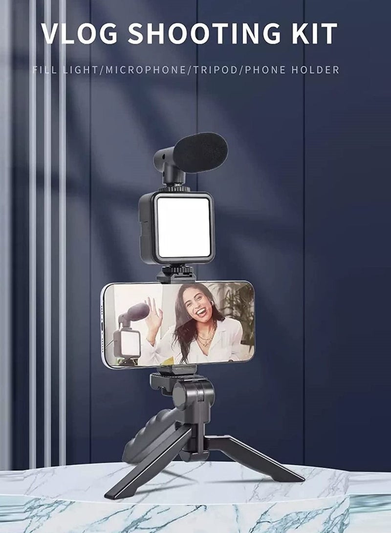 Vlogging Live Streaming Kit With Microphone Tripod Black - Image 3