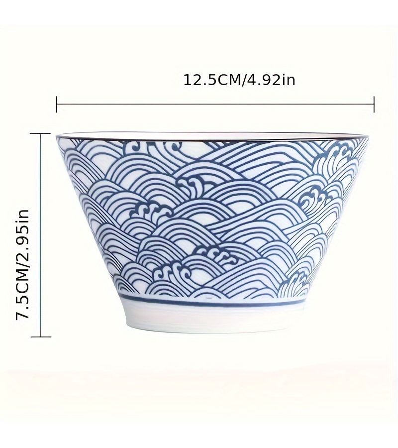 4 Pcs Handmade Ceramic Bowl Set Underglaze Color Japanese Style Ramen Bowl Rice Soup Bowl Dishwasher And Microwave Safe Tableware - Image 3